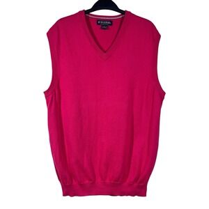 Brooks Brothers Supima Cotton Sweater Vest Mens L Pink Preppy Golf Coastal Luxe
